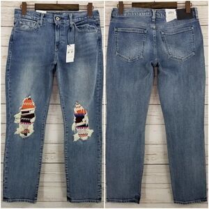Nwt Levi's Size 28/27 Made & Crafted Pin Dot Stripe Ribbed Patch Boyfriend Jeans